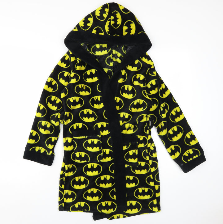 Batman Boys Black Fleece Hooded Robe Age 12-13 Graphic Print