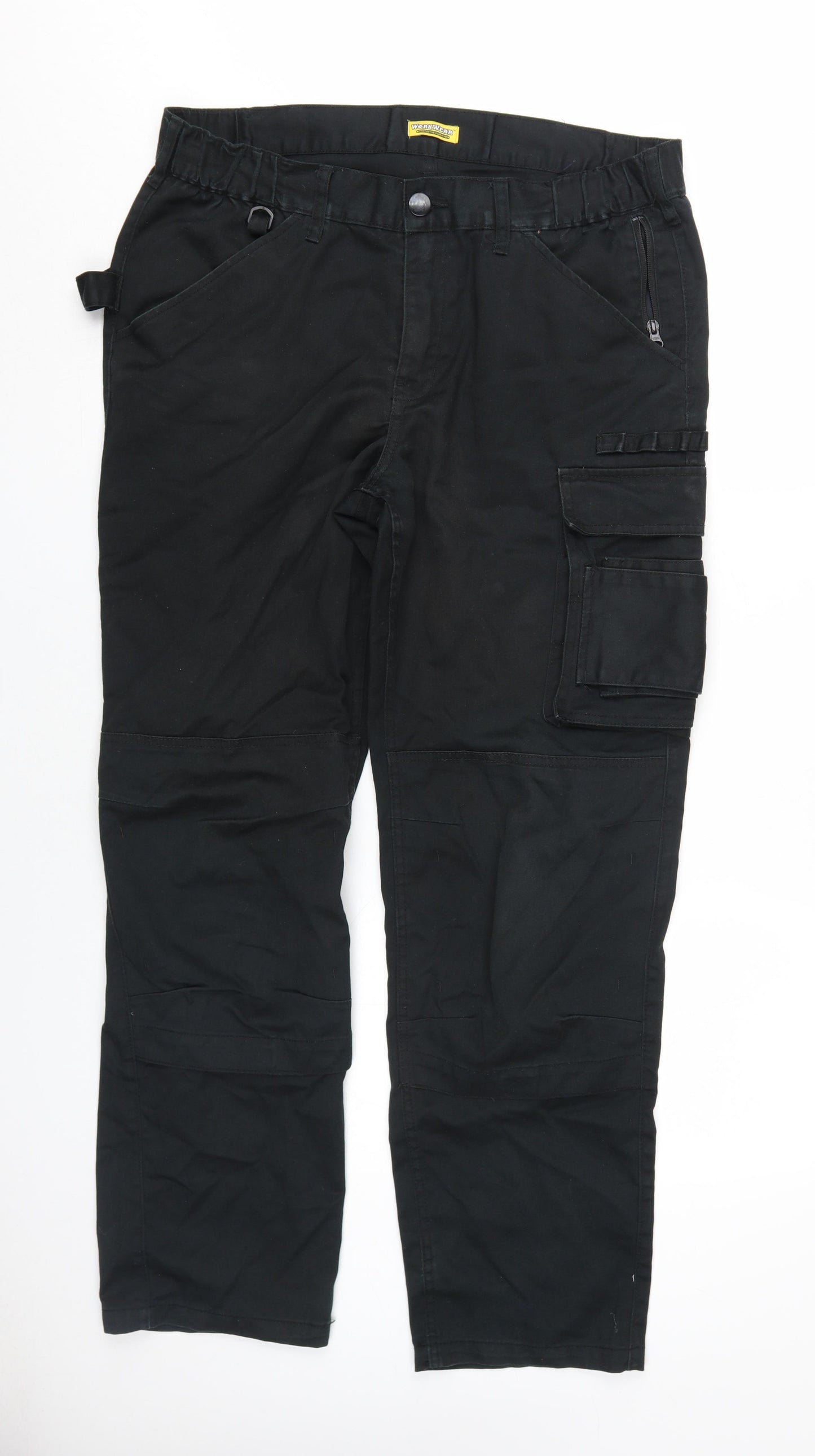 WorkWear Men's Black Cargo Trousers Size 36