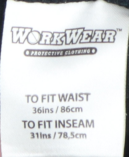 WorkWear Men's Black Cargo Trousers Size 36