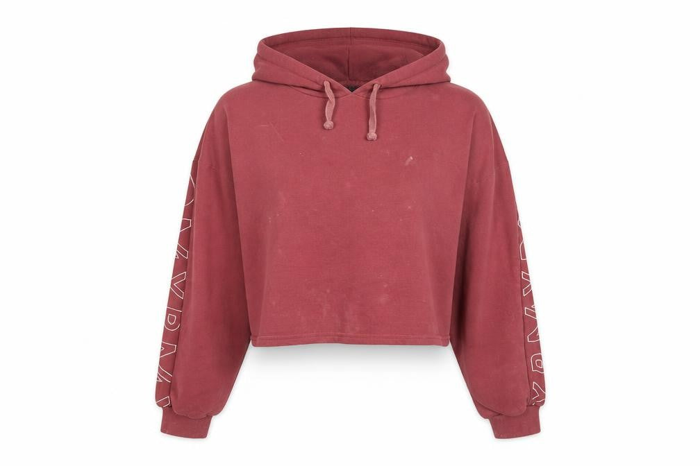Front view of Myprotein unisex red hoodie m with logo and drawstring