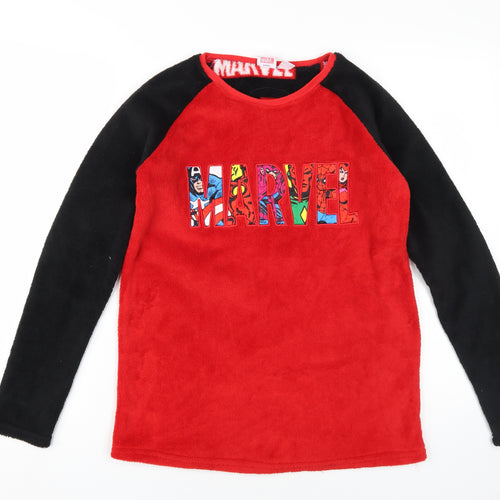 Marvel Boys Red Black Superhero Long Sleeve Pyjama Top