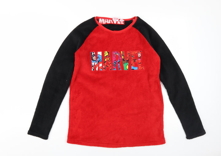 Marvel Boys Red Black Superhero Long Sleeve Pyjama Top