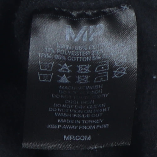 MP Men's Black Hoodie, Size S, Logo Accent, Fleece Pullover