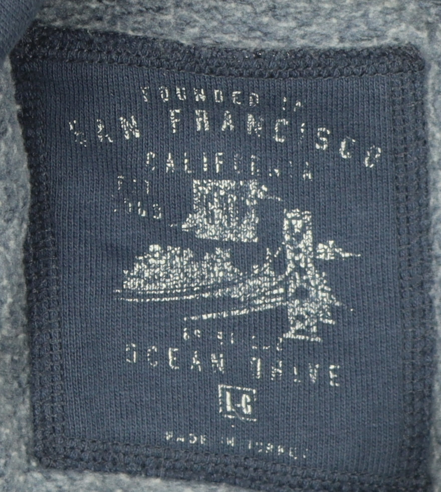 Ocean Drive Men's Blue Hoodie L Pullover with Logo