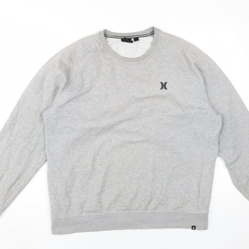 Hurley Men's Grey Crew Neck Logo Sweatshirt L