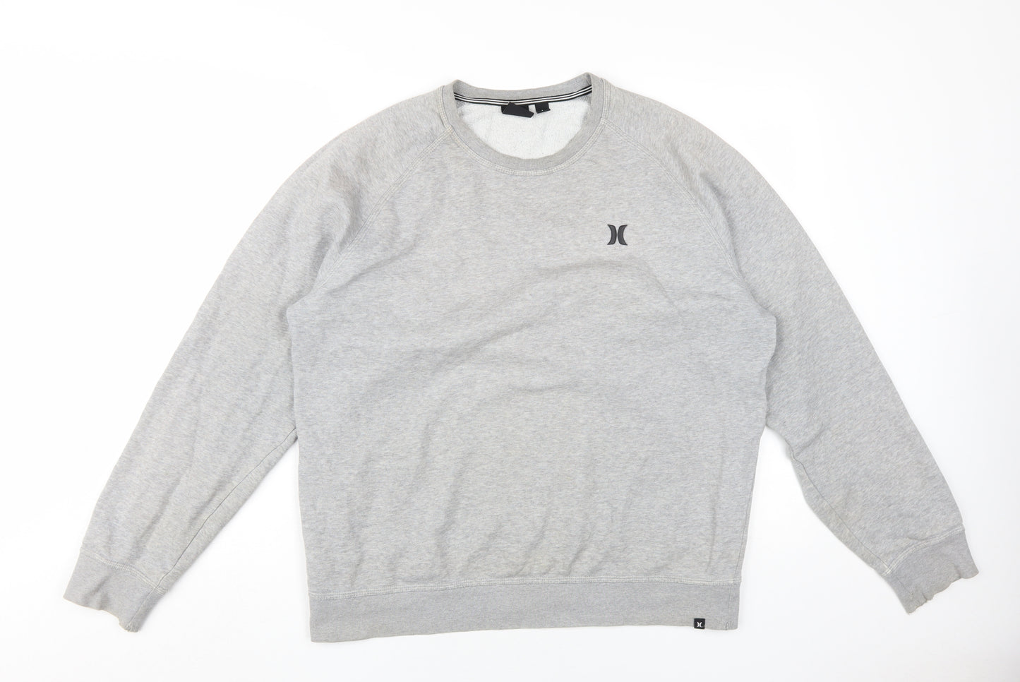 Hurley Men's Grey Crew Neck Logo Sweatshirt L