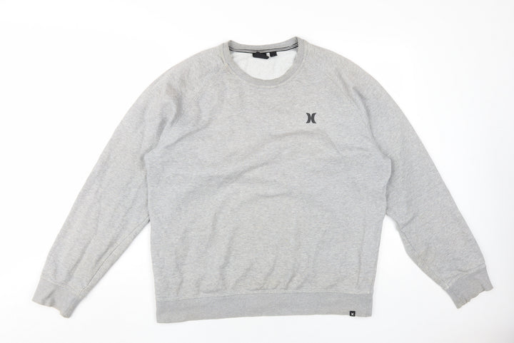 Hurley Men's Grey Crew Neck Logo Sweatshirt L