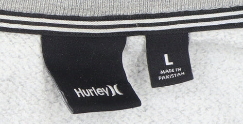 Hurley Men's Grey Crew Neck Logo Sweatshirt L
