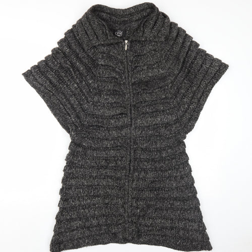 Amy's Page Women's Black Cape Jumper M Zip Knit
