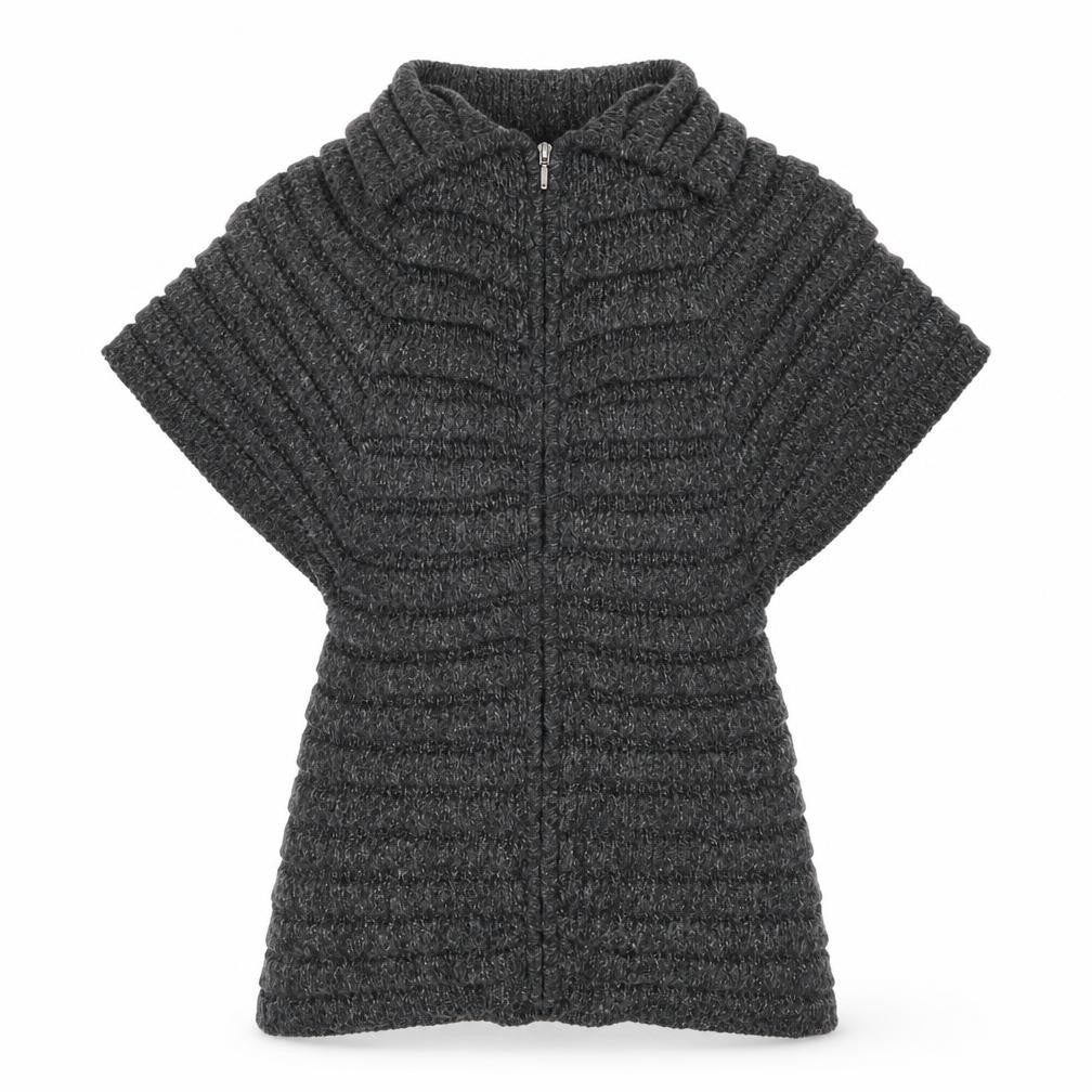 Front view of Amy's Page Women's Black Cape Jumper M Zip Knit