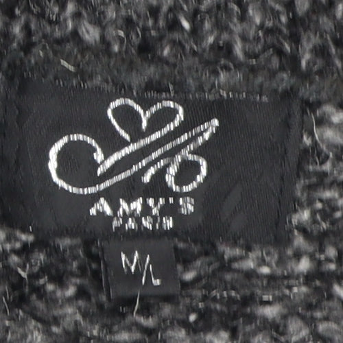 Amy's Page Women's Black Cape Jumper M Zip Knit
