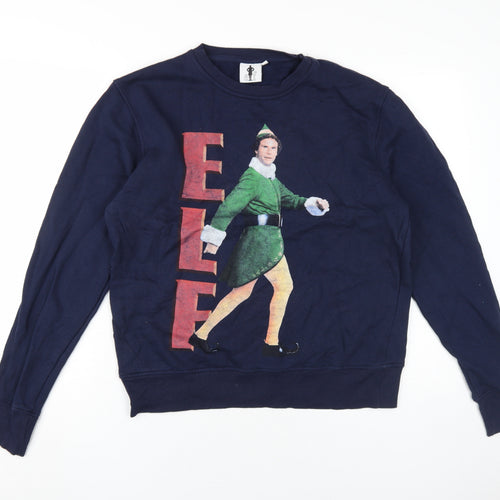 Elf Men's Blue Pullover Graphic Sweatshirt L
