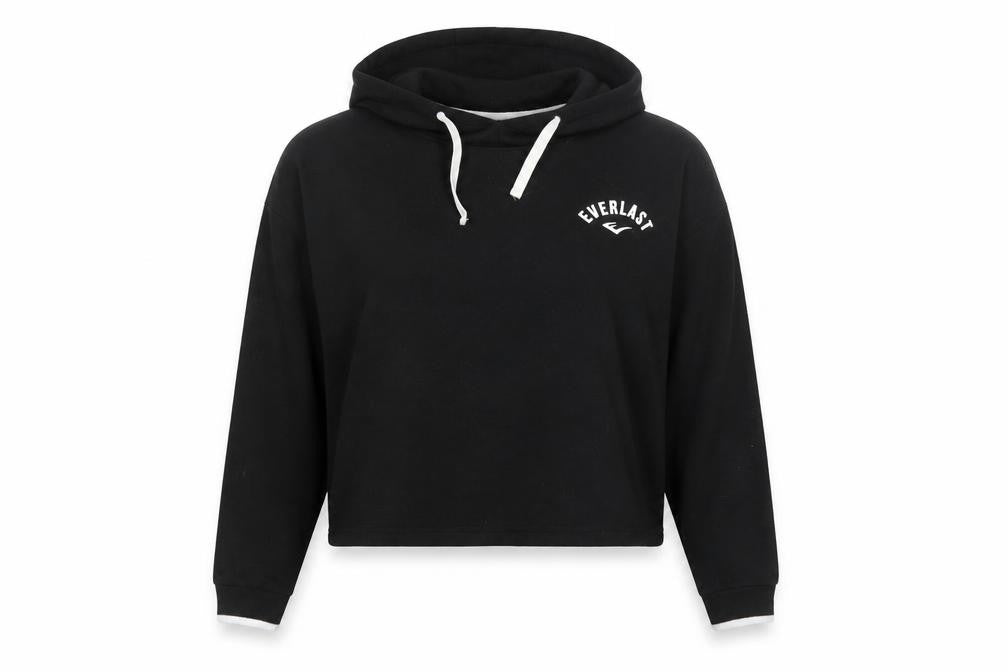 Front view of Everlast Women's Black Hoodie, size 12, Polyester Logo