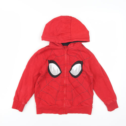 Marvel Spider-Man Boys Red Full Zip Hoodie, 5-6 Years