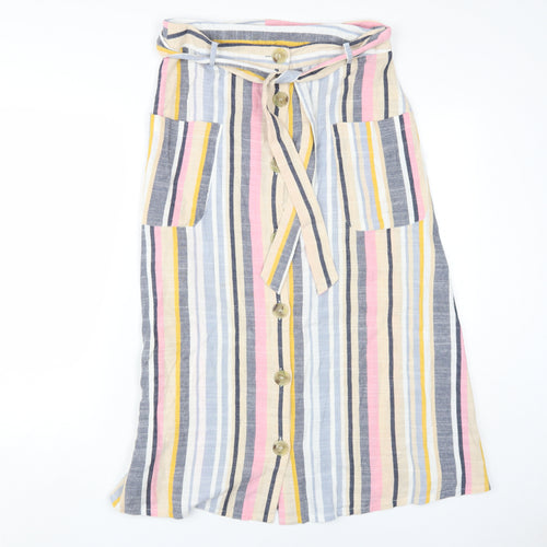 Next Women's Striped Midi Skirt, Size 12, A-Line, Pockets
