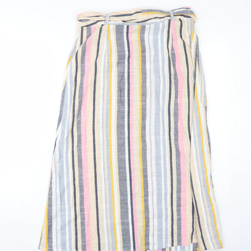 Next Women's Striped Midi Skirt, Size 12, A-Line, Pockets