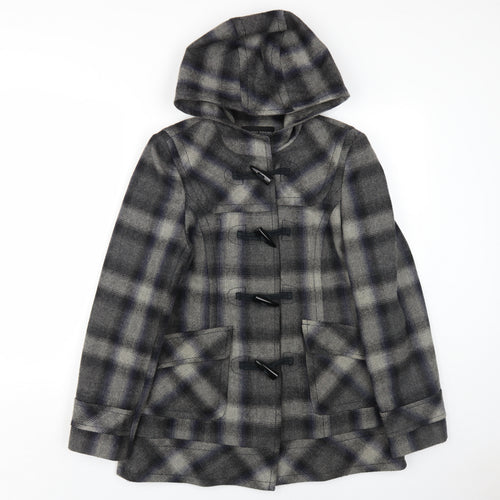 Dorothy Perkins Women's Grey Check Duffle Coat