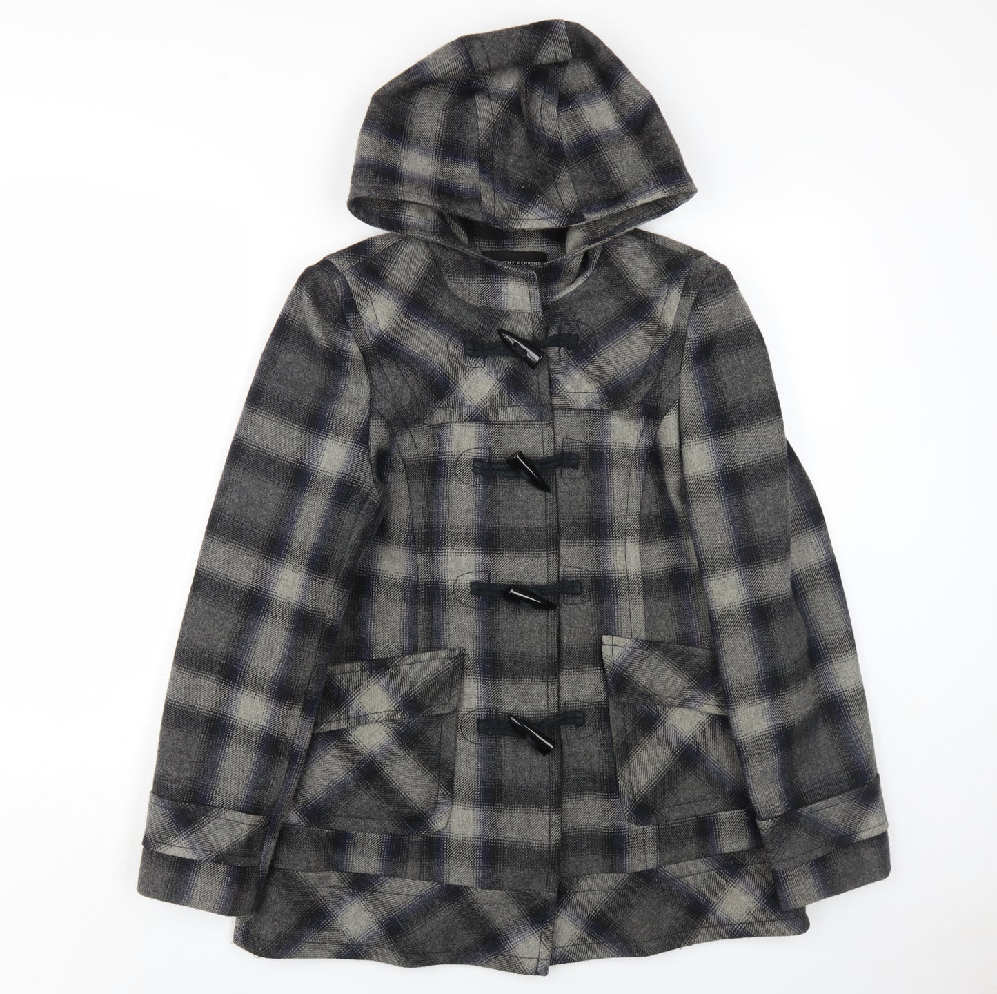 Dorothy Perkins Women's Grey Check Duffle Coat