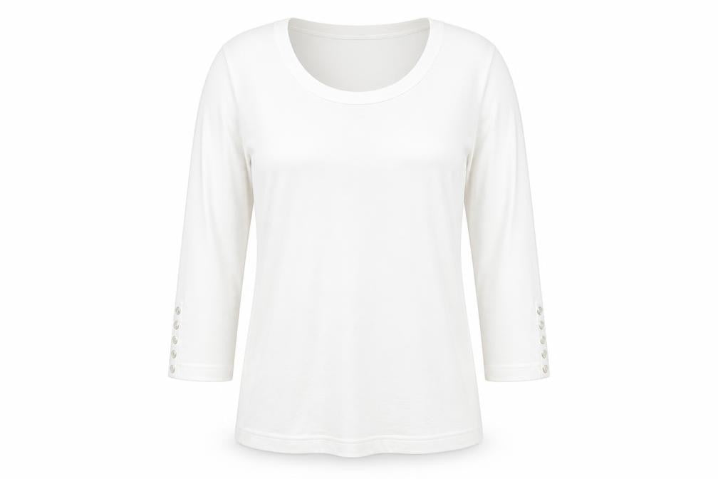 Front view of Basic U Women's White L Jersey Long Sleeve Top