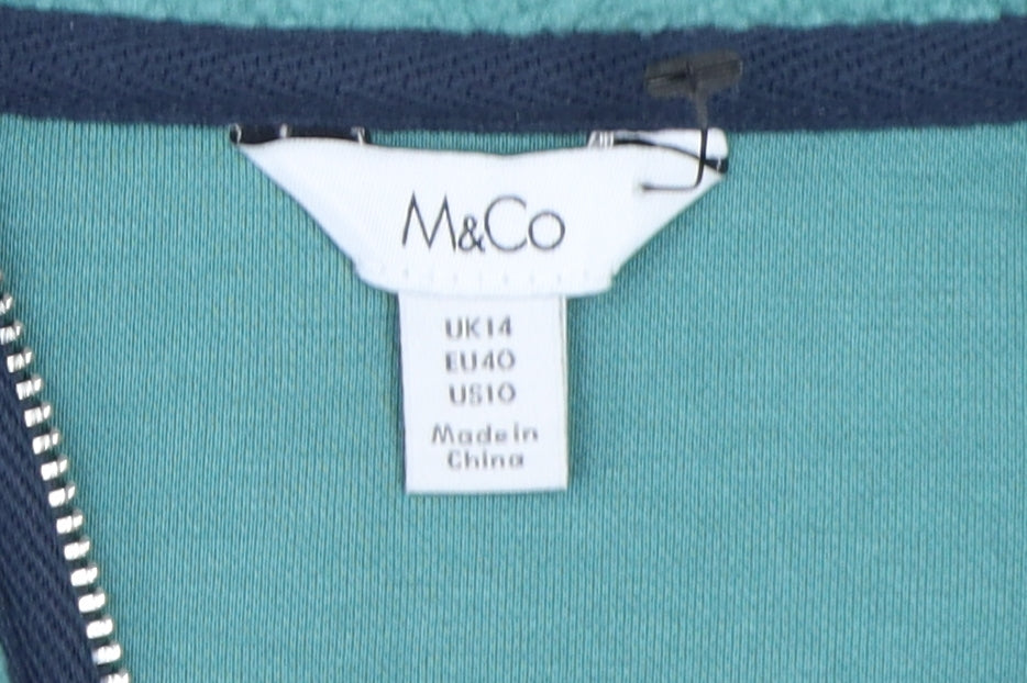 M&Co Women's Blue Fleece Jacket Size 14 - Casual Comfort