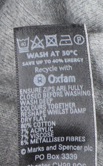 Marks and Spencer Women's Grey Full Zip Hoodie, Size 12