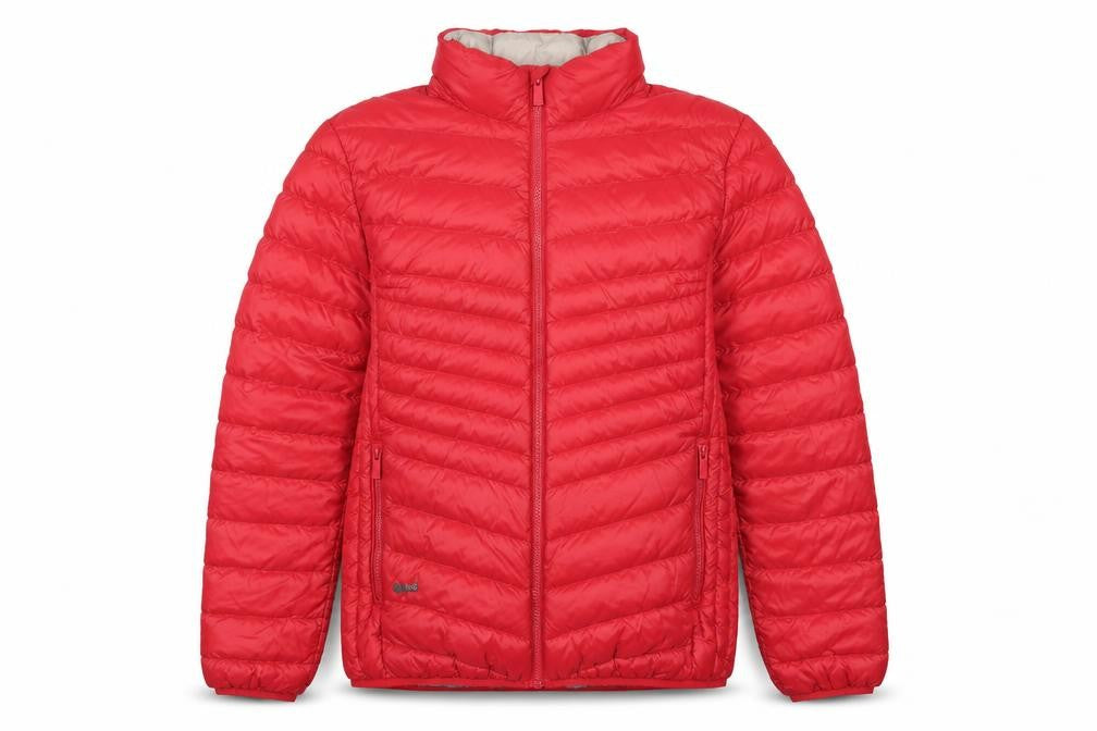 Front view of Surfanic Women's Red Insulated Puffer Jacket, size L