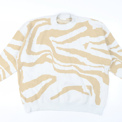 Modcci Women's Beige Animal Knit Pullover Jumper