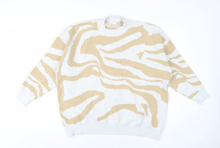 Modcci Women's Beige Animal Knit Pullover Jumper