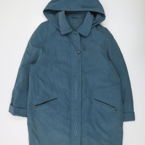 Bon Marché Women's Blue Hooded Mid-Length Coat M