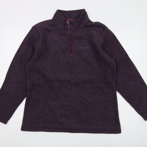 Regatta Women's Purple Striped 1/4 Zip Sweatshirt, Size 14