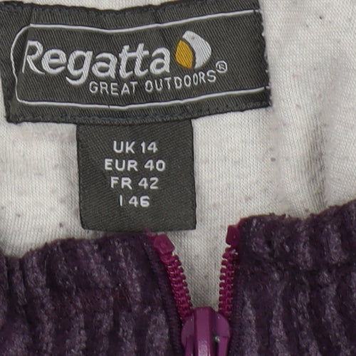 Regatta Women's Purple Striped 1/4 Zip Sweatshirt, Size 14