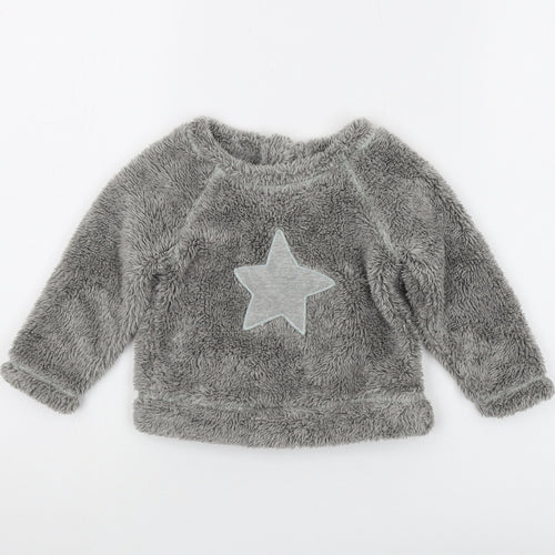 Next Grey Unisex Baby Jumper 9-12 Months Fleece Pullover