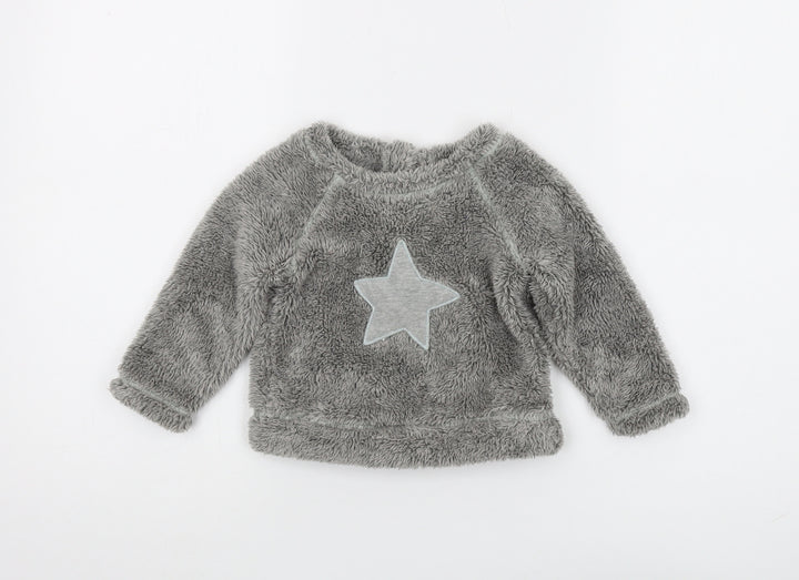 Next Grey Unisex Baby Jumper 9-12 Months Fleece Pullover