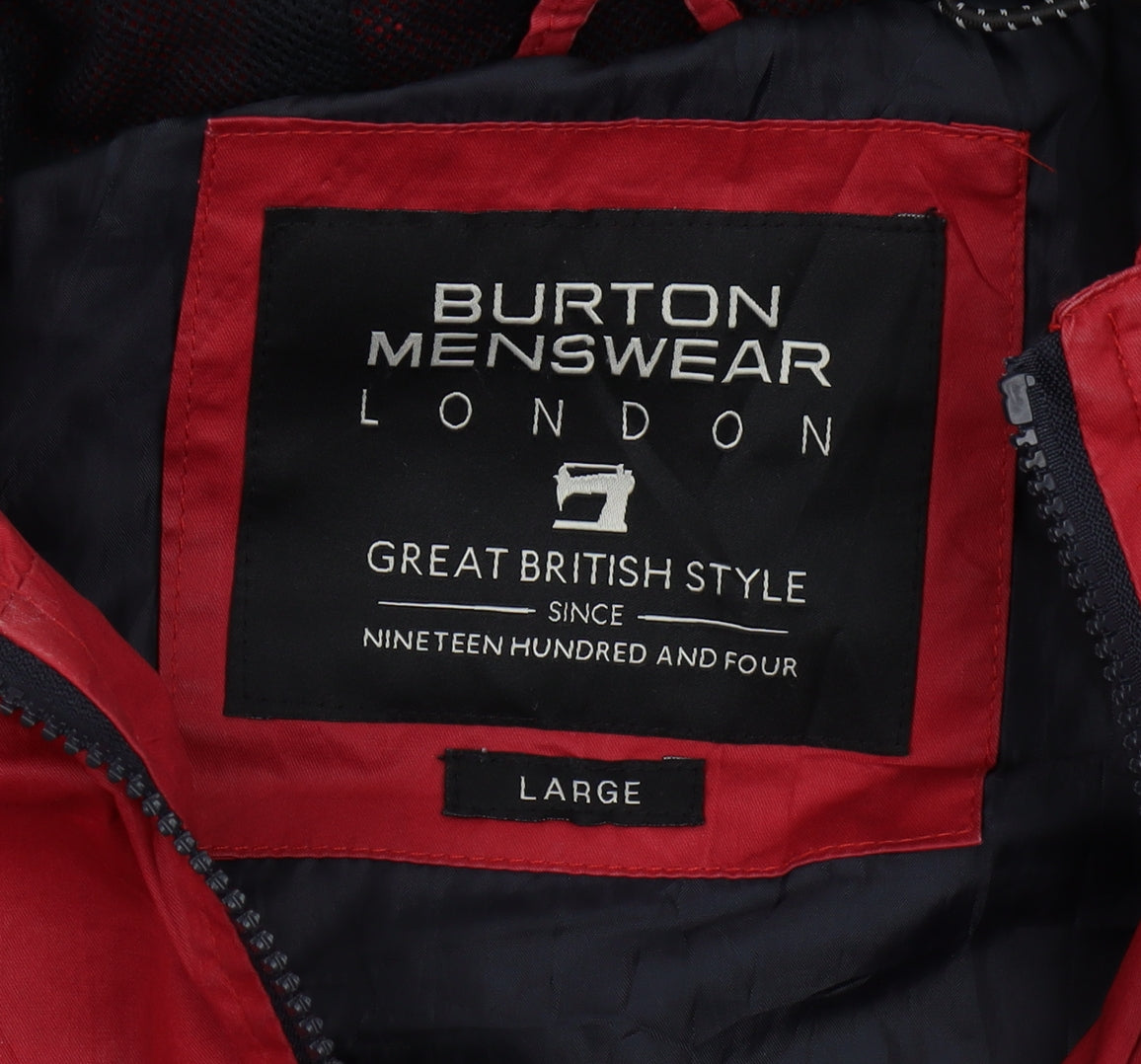 Burton Menswear Red Hooded Windbreaker Jacket L