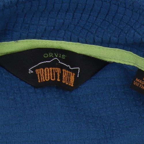 Orvis Men's Blue 1/4 Zip Fleece Sweatshirt M