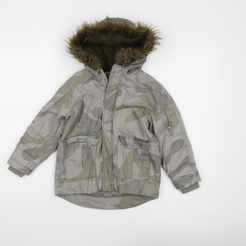 Urban Outlaws Boys Grey Camouflage Parka Coat 5-6 Years