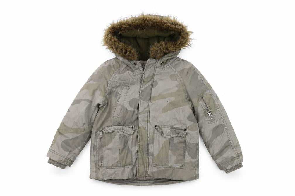 Urban Outlaws Boys Grey Camouflage Parka Coat 5-6 Years