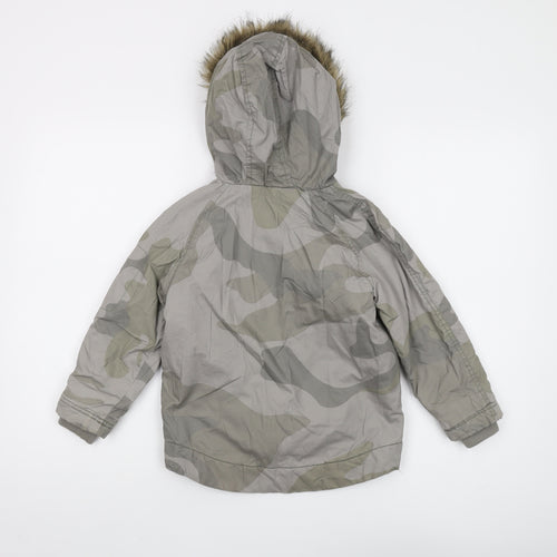 Urban Outlaws Boys Grey Camouflage Parka Coat 5-6 Years