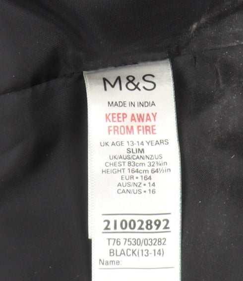 Marks and Spencer Black Slim Blazer for Boys 13-14 Yrs