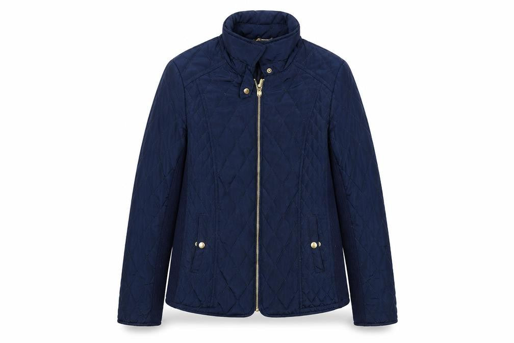 Avenue Women’s Blue Quilted Jacket, Size 12, Full Zip Casual