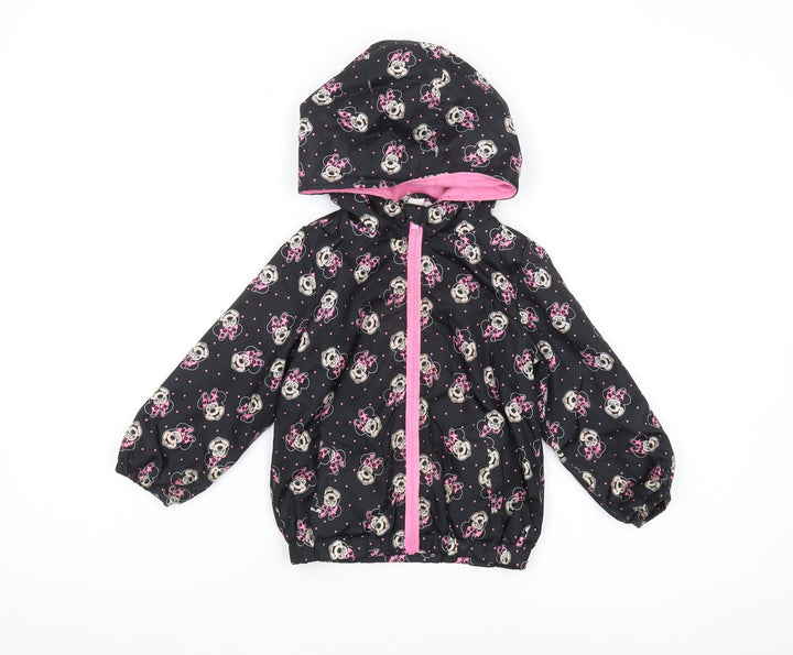 Disney Baby Minnie Mouse Black Hooded Puffer Jacket 18-24m