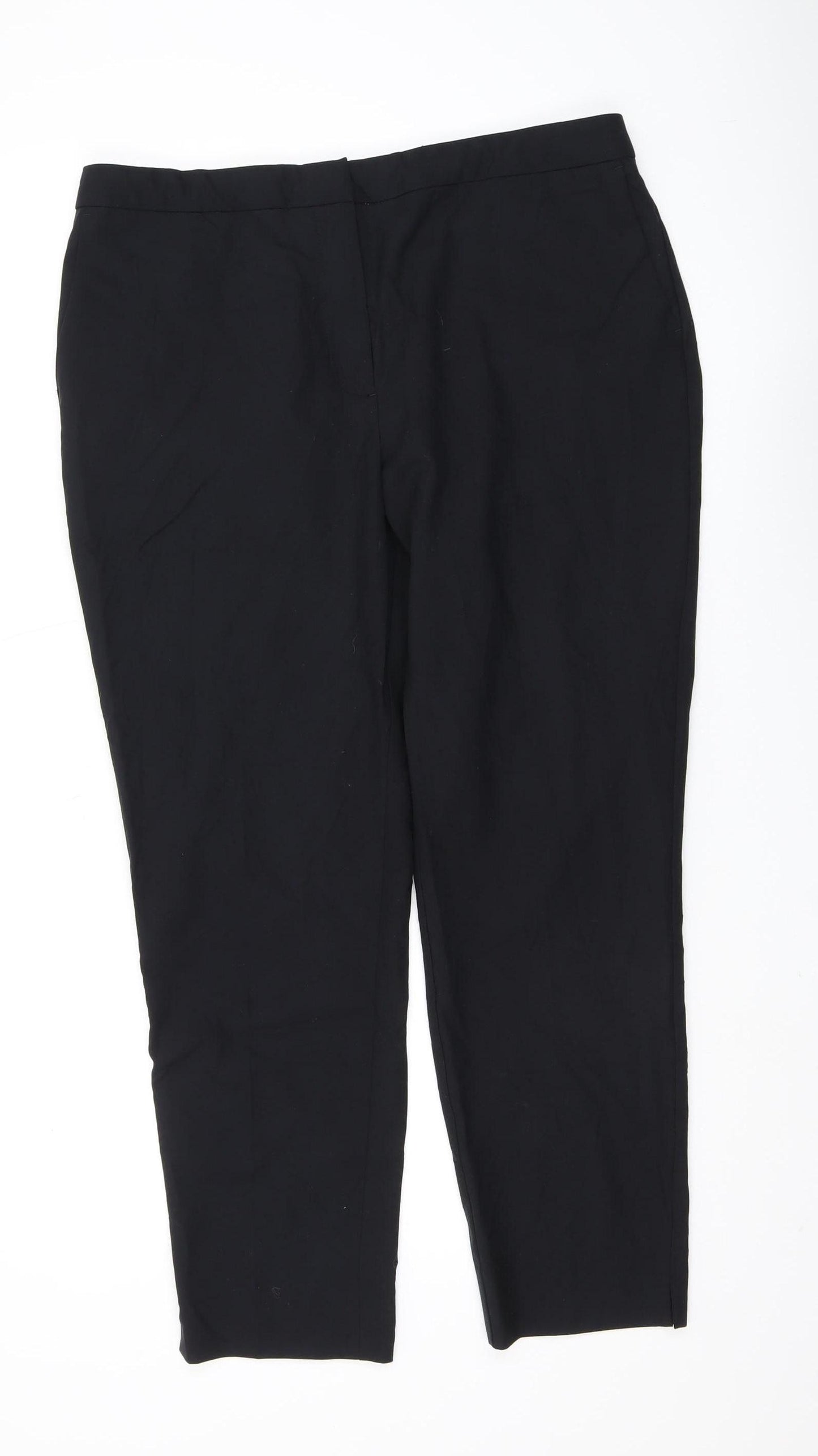 M&S Women's Black Wool Blend Trousers, Size 16