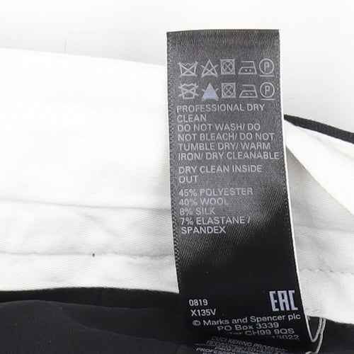 M&S Women's Black Wool Blend Trousers, Size 16