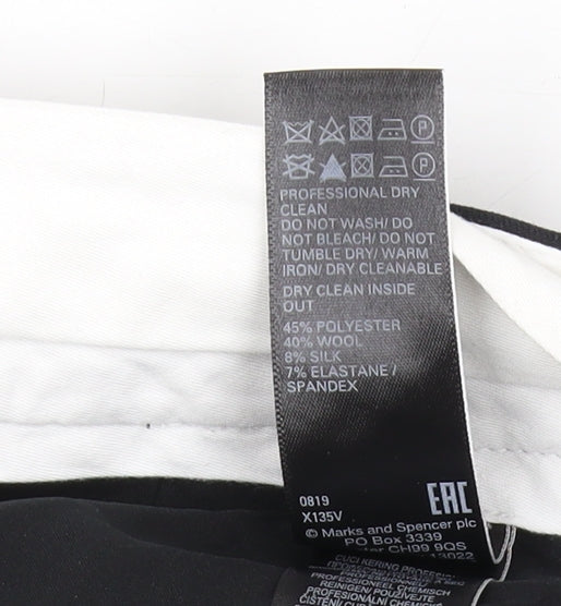 M&S Women's Black Wool Blend Trousers, Size 16