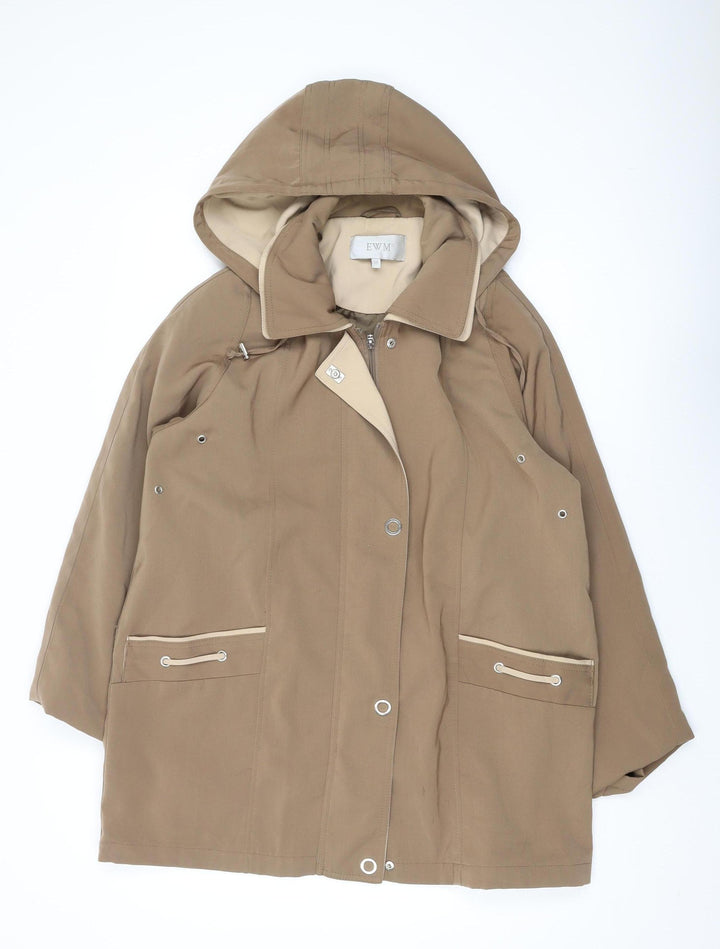 EWM Women's Brown Parka Coat Size 16 Long Hooded