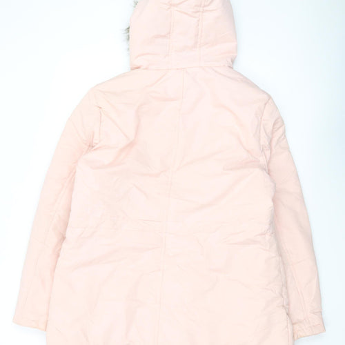 B. YOU Women's Pink Parka Coat, Size 14, Hooded Winter Style
