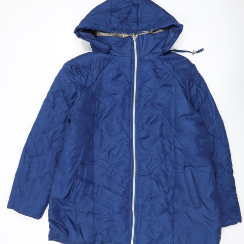 Anne de Lanҫay Women's Blue Puffer Jacket L Hooded
