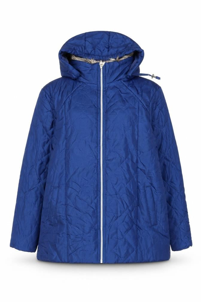 Front view of Anne de Lanҫay Women's Blue Puffer Jacket L Hooded