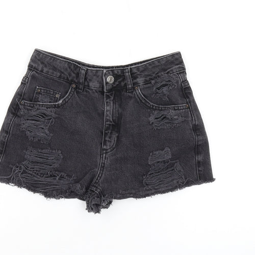 Topshop Women’s Black Cut-Off Denim Shorts Size 25