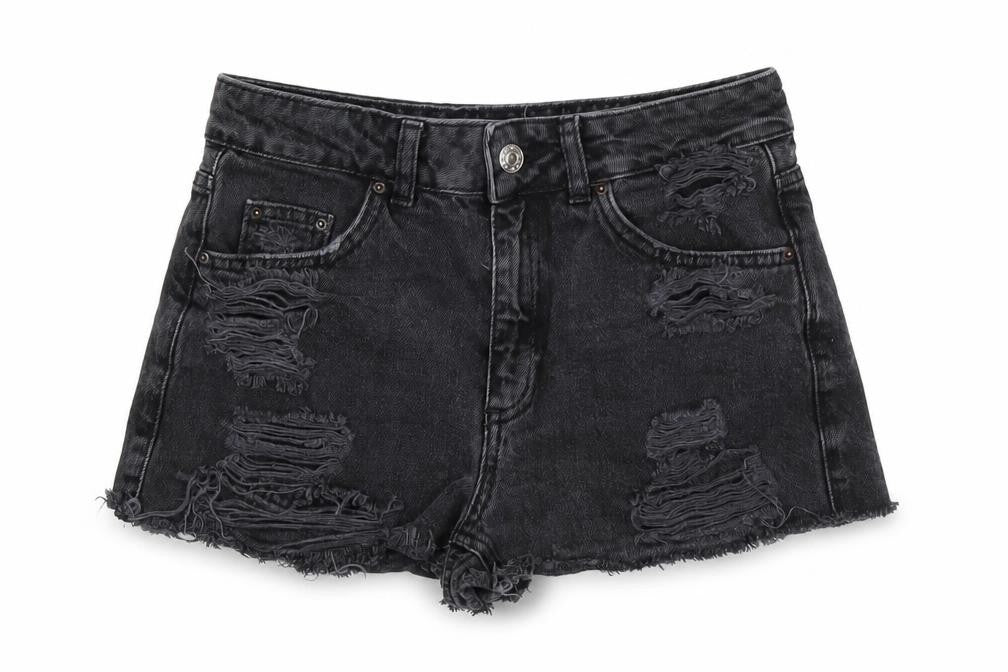 Topshop Women’s Black Cut-Off Denim Shorts Size 25